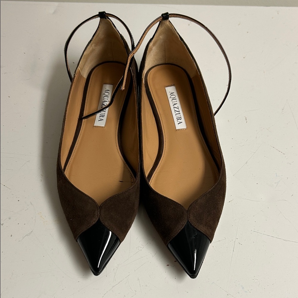 Aquazzura Dark Brown and Black Flats